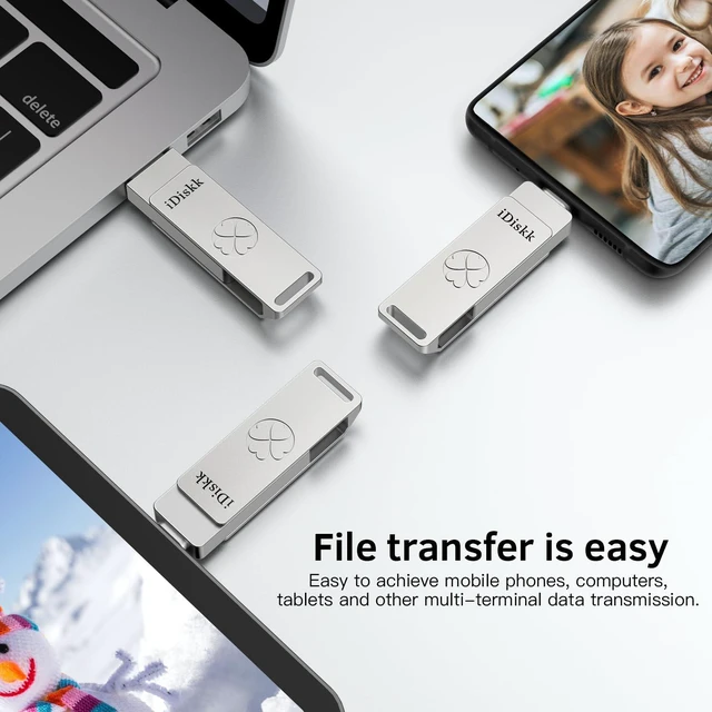 Alt view image 5 of 5 - for iPhone 15 Series iDiskk 128GB 500mb/S Portable SSD Flash Drive Photo Stick for USB C iPad, MacBook,Laptops,Android Phones&Windows PC,ONE-Click Backup Photos &Videos