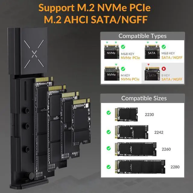 Alt view image 2 of 5 - iDsonix M.2 NVMe SATA SSD Enclosure and 7 Port USB Hub 3.0