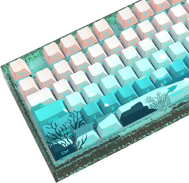 Main image of JSJT Side Printed Keycaps Shine Through Keycaps PBT Doubleshot Custom Keycap Set Deep Sea Theme Keycaps 126 Keys Cherry Profile Keycaps for Cherry Mx Switchs Mechanical Keyboard