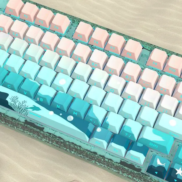 Alt view image 2 of 5 - JSJT Side Printed Keycaps Shine Through Keycaps PBT Doubleshot Custom Keycap Set Deep Sea Theme Keycaps 126 Keys Cherry Profile Keycaps for Cherry Mx Switchs Mechanical Keyboard