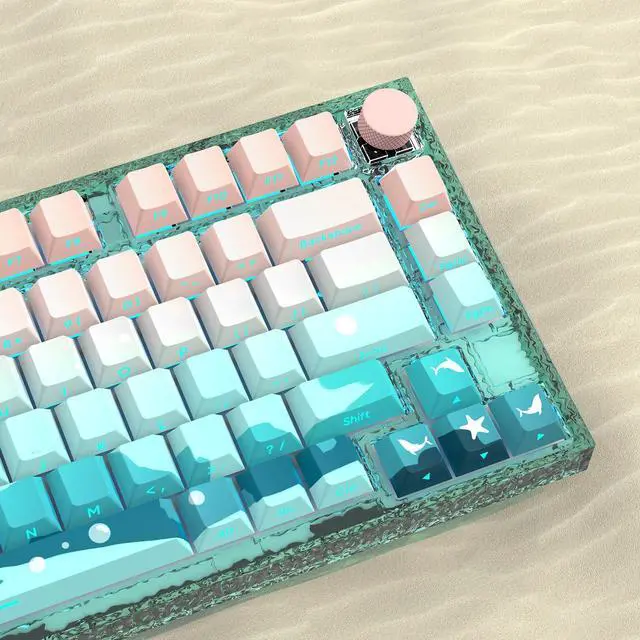 Alt view image 3 of 5 - JSJT Side Printed Keycaps Shine Through Keycaps PBT Doubleshot Custom Keycap Set Deep Sea Theme Keycaps 126 Keys Cherry Profile Keycaps for Cherry Mx Switchs Mechanical Keyboard