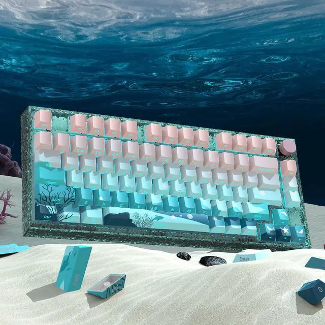 Alt view image 4 of 5 - JSJT Side Printed Keycaps Shine Through Keycaps PBT Doubleshot Custom Keycap Set Deep Sea Theme Keycaps 126 Keys Cherry Profile Keycaps for Cherry Mx Switchs Mechanical Keyboard