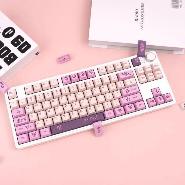 Alt view image 5 of 5 - 134 Keys Pink Purple Keycaps, PBT Custom Keycaps Low Profile Keycaps Cherry Profile Keycaps, Cherry Set for Mechanical Gaming Keyboard