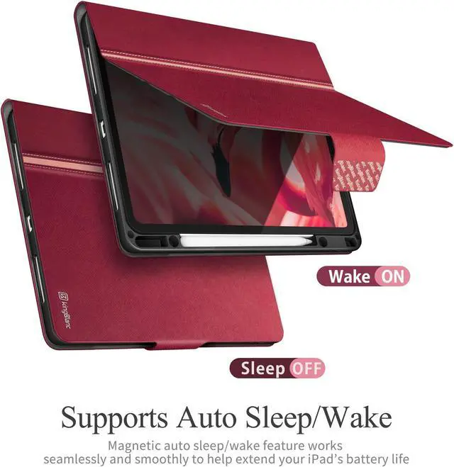 Alt view image 5 of 5 - KingBlanc Case for iPad Pro 12.9 Case 6th/5th/4th/3rd Generation (2022/2021/2020) with Pencil Holder, PU Leather Smart Cover [Auto Sleep/Wake + Apple Pencil2 Charging + Multiple Angle], Rose Pink