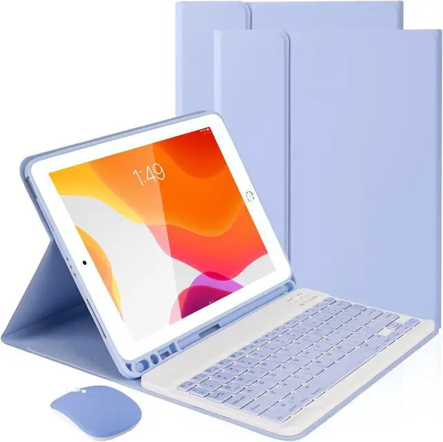 Main image of LAMA Wireless Keyboard Case with Mouse for iPad 10.2" 9th 8th 7th Generation, Detachable Bluetooth Keyboard with Pencil Holder for iPad 10.2 Inch/iPad Air 10.5"(3rd Gen)/iPad Pro 10.5 in, Purple