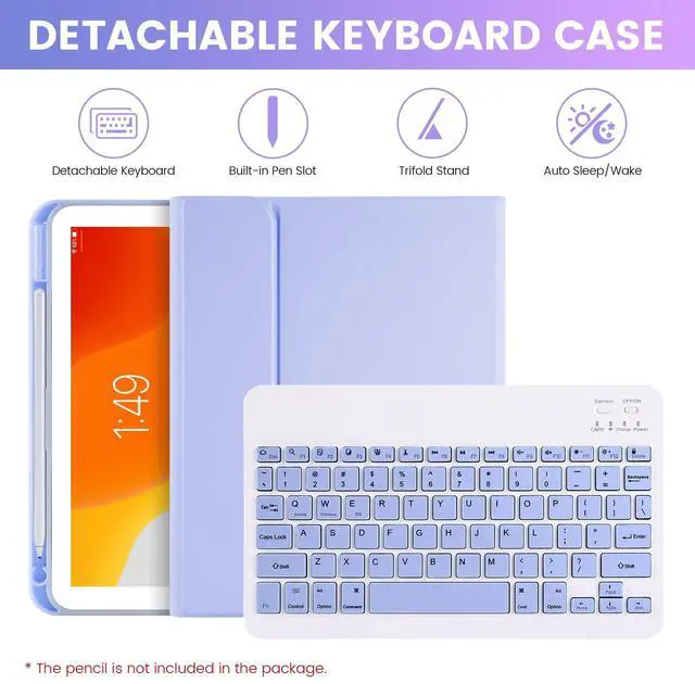 Alt view image 4 of 5 - LAMA Wireless Keyboard Case with Mouse for iPad 10.2" 9th 8th 7th Generation, Detachable Bluetooth Keyboard with Pencil Holder for iPad 10.2 Inch/iPad Air 10.5"(3rd Gen)/iPad Pro 10.5 in, Purple