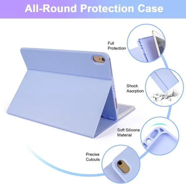 Alt view image 5 of 5 - LAMA Wireless Keyboard Case with Mouse for iPad 10.2" 9th 8th 7th Generation, Detachable Bluetooth Keyboard with Pencil Holder for iPad 10.2 Inch/iPad Air 10.5"(3rd Gen)/iPad Pro 10.5 in, Purple