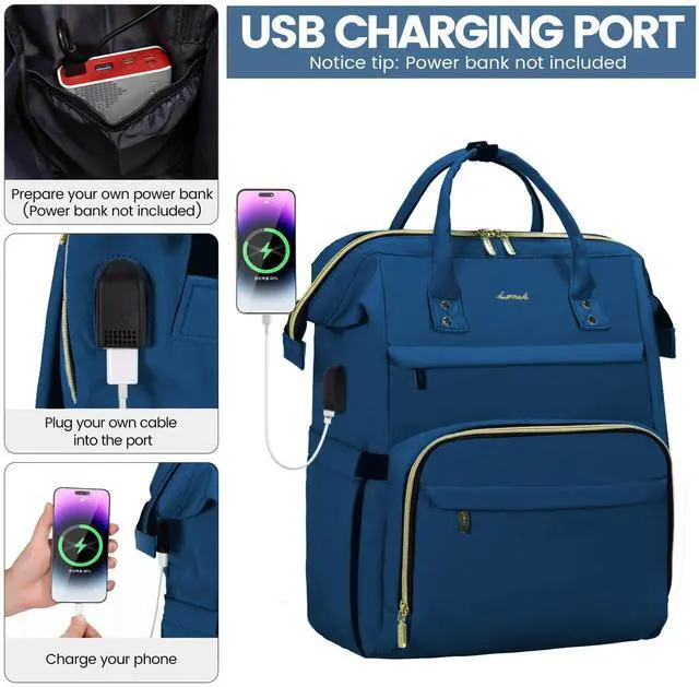 Alt view image 3 of 5 - LOVEVOOK Laptop Backpack for Women,15.6 Inch Professional Womens Travel Backpack Purse Computer Laptop Bag Nurse Teacher Backpack,Waterproof College Work Bag Carry on Backpack with USB Port,Royal Blue