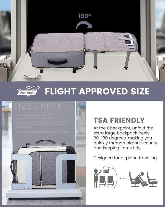 Alt view image 3 of 5 - LOVEVOOK Large Travel Backpack for Women, TSA Carry on Backpack for Airplanes, 40L Personal Item Travel Bag for Women fits 17" Laptop,Waterproof Carry on Bag Airplane Approved with 3 Packing Cubes