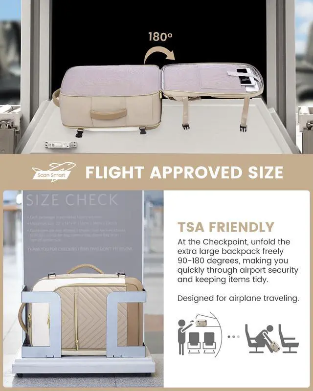 Alt view image 2 of 5 - LOVEVOOK Large Travel Backpack for Women, TSA Carry on Backpack for Airplanes, 40L Personal Item Travel Bag for Women fits 17" Laptop,Waterproof Carry on Bag Airplane Approved with 3 Packing Cubes