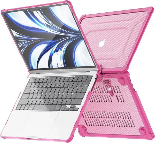 Alt view image 3 of 5 - MEEgoodo Case for MacBook Air 15 inch 2025 2024 2023, Case Fit Model (A3241/A3114/A2941) with M4/M3/M2 Chip, Laptop Hard Shell with Heavy Duty Rugged Shockproof, Pink XK