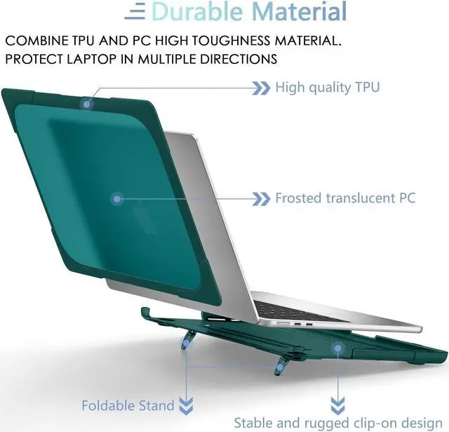 Alt view image 3 of 5 - MEEgoodo Case for MacBook Air 15 inch 2025 2024 2023, Case Fit Model (A3241/A3114/A2941) with M4/M3/M2 Chip, Laptop Hard Shell with Heavy Duty Rugged Shockproof, Teal