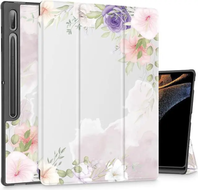 Main image of Mektron Tablet Case for Samsung Tab S9 Ultra 14.6 Inch 2023 SM-X910/X916/X918,Built-on Pencil Holder Hard Cover with Auto Wake/Sleep, Multi-Angle Stand for Galaxy Tab S9 Ultra 14.6,Beautiful Floral
