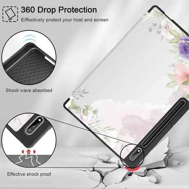 Alt view image 5 of 5 - Mektron Tablet Case for Samsung Tab S9 Ultra 14.6 Inch 2023 SM-X910/X916/X918,Built-on Pencil Holder Hard Cover with Auto Wake/Sleep, Multi-Angle Stand for Galaxy Tab S9 Ultra 14.6,Beautiful Floral