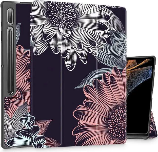 Main image of Mektron Case for Samsung Tab S9 Ultra 14.6 Inch 2023 SM-X910/X916/X918,Built-on Pencil Holder Hard Cover with Auto Wake/Sleep, Multi-Angle Stand for Galaxy Tab S9 Ultra 14.6",Blooming Chrysanthemums