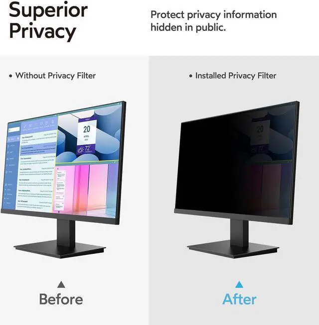 Alt view image 3 of 5 - MOBDIK 23.8 Inch Monitor Computer Privacy Screen Filter for 16:9 Aspect Ratio, Anti Blue Light, Anti Glare & Spy - 2 Pack