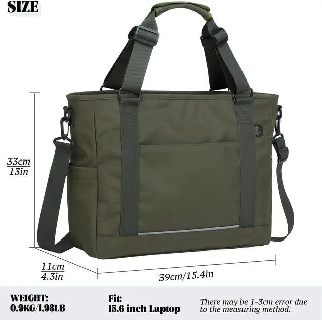 Alt view image 2 of 5 - mygreen Large Laptop Tote Bag for Women Teacher Tote Bag for Work Army Green