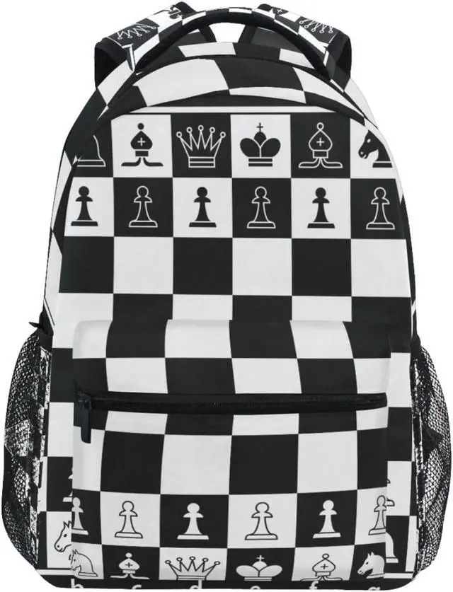Main image of Oarencol Black White Chess Board Backpack Plaid Bookbag Daypack Travel Hiking Camping School Laptop Bag