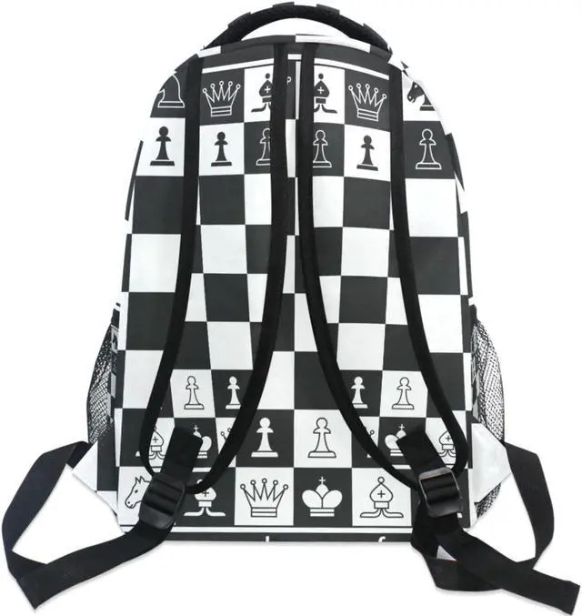 Alt view image 5 of 5 - Oarencol Black White Chess Board Backpack Plaid Bookbag Daypack Travel Hiking Camping School Laptop Bag