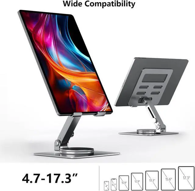 Alt view image 4 of 5 - ONEMU Portable Monitor Mount Holder Swivel Height Adjustable Stand for 15.6 Portable Monitor, Metal Foldable Bracket for Portable Monitor/iPad/Phones/Graphic Pads, Aluminum Alloy, Sliver