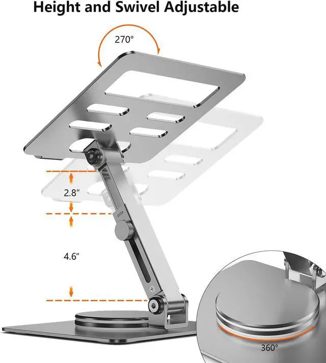 Alt view image 5 of 5 - ONEMU Portable Monitor Mount Holder Swivel Height Adjustable Stand for 15.6 Portable Monitor, Metal Foldable Bracket for Portable Monitor/iPad/Phones/Graphic Pads, Aluminum Alloy, Sliver