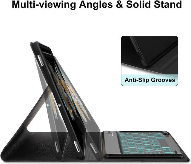 Alt view image 3 of 5 - Galaxy Tab S10 Ultra/S9 Ultra/S8 Ultra Keyboard Case 14.6 inch, 7-Color Backlit, Smart Magnetic Detachable Wireless Bluetooth Keyboard, Slim Protective Folio Case with S Pen Holder, Auto Sleep/Wake