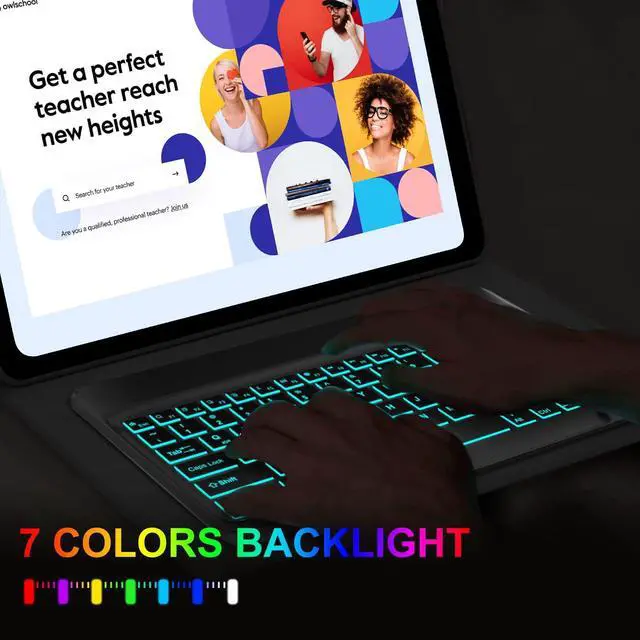 Alt view image 5 of 5 - Galaxy Tab S10 Ultra/S9 Ultra/S8 Ultra Keyboard Case 14.6 inch, 7-Color Backlit, Smart Magnetic Detachable Wireless Bluetooth Keyboard, Slim Protective Folio Case with S Pen Holder, Auto Sleep/Wake