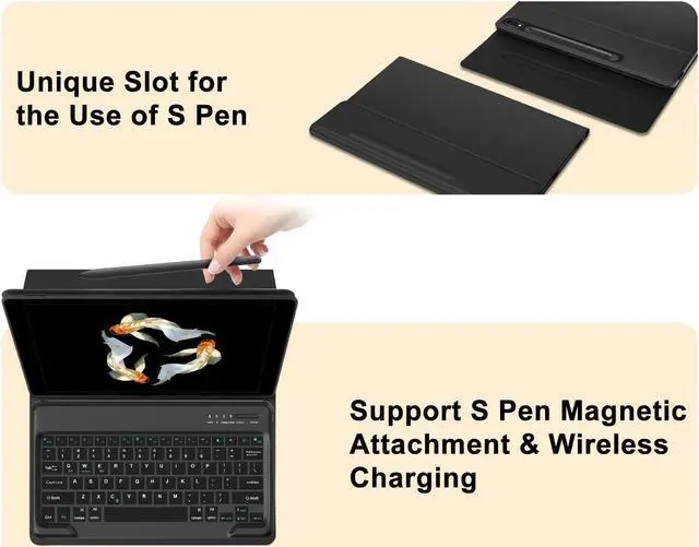 Alt view image 4 of 5 - Galaxy Tab S10 Ultra 2024/S9 Ultra 2023/S8 Ultra 2022 14.6 inch Keyboard Case| Slim Case with Detachable Wireless Bluetooth Keyboard| Protective Folio Stand Cover with S Pen Holder| Auto Sleep/Wake