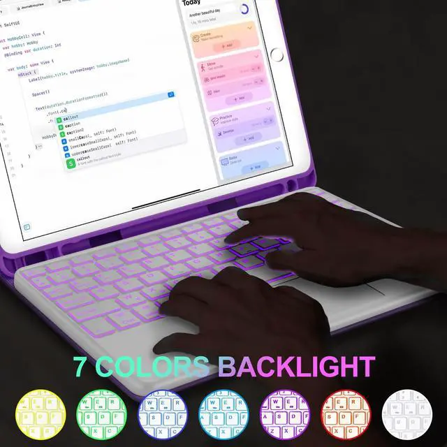 Alt view image 5 of 5 - Keyboard Case for iPad 9th/8th/7th Generation 10.2 Inch, Magnetic Detachable Wireless Touch Keyboard-Support 3 System, Folio Full Protection Case with Pencil Holder for iPad Pro 10.5"/iPad Air 3rd Gen