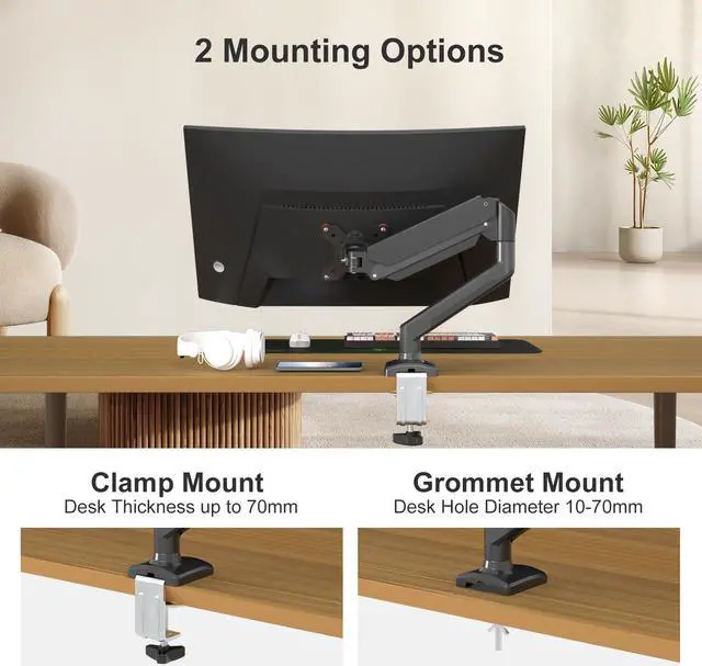 Alt view image 4 of 5 - PHOLITEN Single Monitor Mount Fits 13-32 inch,4.4-19.8lbs, Fully Adjustable Gas Spring Monitor Arm with VESA 75 * 75mm/100 * 100mm Mount