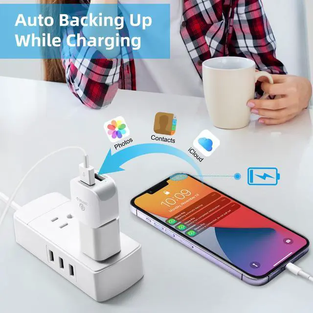 Alt view image 2 of 5 - PL ZMPWLQ Auto-Backup-Adapter iPhone-Photo-Backup-Storage-Data-Cube for iPhone-Backup-Device for iPhone/iPad Photos-Download-Stick USB Backup Flash Drive for iPhone/iPad/Android (Without MicroSD)