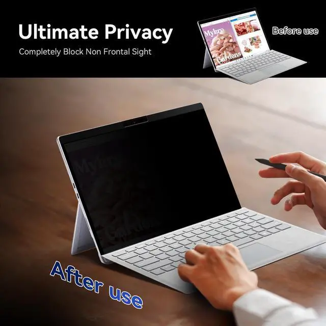 Alt view image 2 of 5 - Magnetic Privacy Filter Compatible with Microsoft Surface Pro 7 Plus/Pro 7/Pro 6/Pro 5/Pro 4/Pro 3, 12.3 Inch Removable Anti Spy Glare Blue Light Privacy Screen