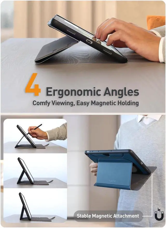 Alt view image 3 of 5 - Poetic Explorer Magnetic Folio Stand Case Designed for Google Pixel Tablet (2023), Magnetic Fidget Mount Case for Google Pixel Tablet, Teal Blue