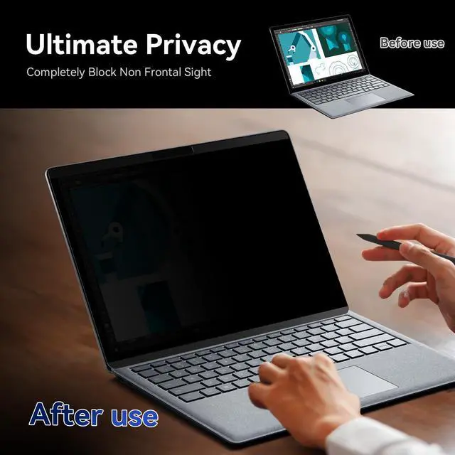 Alt view image 2 of 5 - Magnetic Privacy Filter Compatible with 15 Inch Surface Laptop 5/4/3/2/1, Removable Anti Glare Blue Light Laptop Privacy Screen Black Security Private