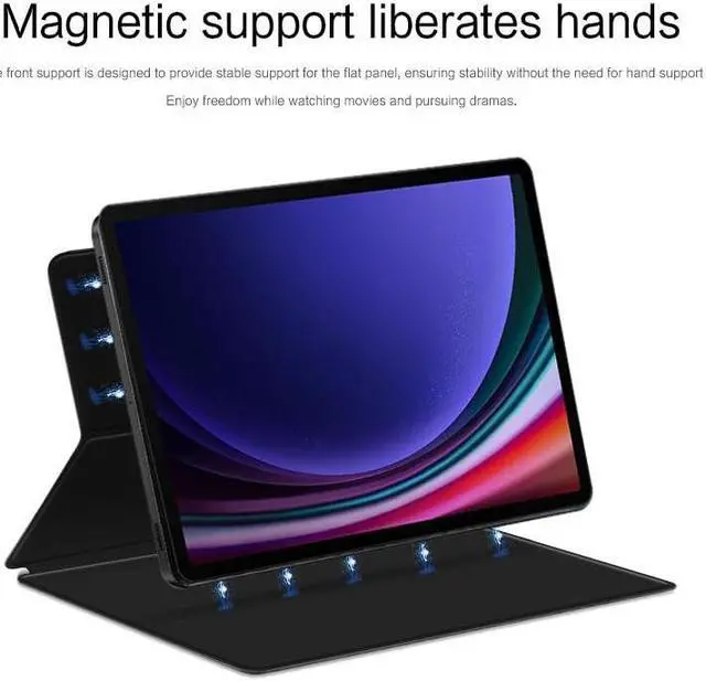 Alt view image 2 of 5 - QYiiD Magnetic Case for Galaxy Tab S9 Ultra SM-X910B/SM-X916B with S-Pen Holder, Lightweight and Slim Magnetic Stand Case with Auto Sleep/Wake, Black