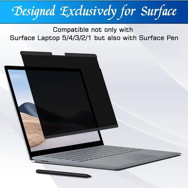 Alt view image 4 of 5 - PYS 13.5 Inch Magnetic Elite Privacy Screen for Microsoft Surface Laptop 5/4/3/2/1 - MagicAdsorb Laptop Screen Privacy Shield and Anti-Glare Protector, Detachable Blue Light Filter Privacy Screen