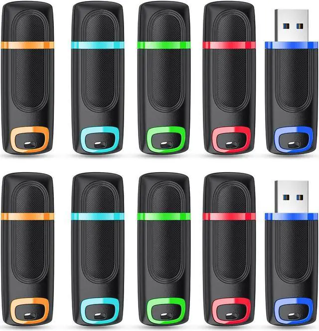 Main image of RAOYI 10 Pack 64GB USB 2.0 Flash Drive Thumb Drive Memory Stick Jump Drive Zip Drive for Data Storage and Backup (Mix Colors : Cyan Orange Red Blue Green)