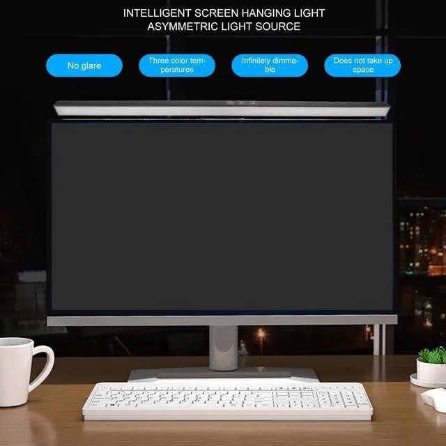 Alt view image 5 of 5 - Computer Monitor Light Bar, Touch Control Adjustable E Reading USB Powered Lamp, No Glare Eye Caring LED Screen Monitor Light Bar, for 0.6 Inches to 1.6 Inches Laptops (Black)