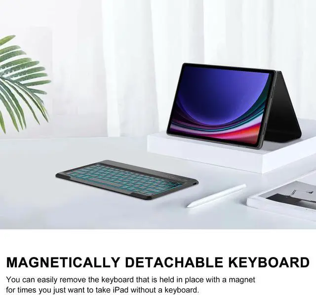 Alt view image 5 of 5 - Keyboard Case for Samsung Galaxy Tab S9+ Plus 12.4 inch - 7 Colors Backlit, Magnetic Detachable, Bluetooth Connection, Auto Sleep/Wake Up Smart Case (Rose Gold)