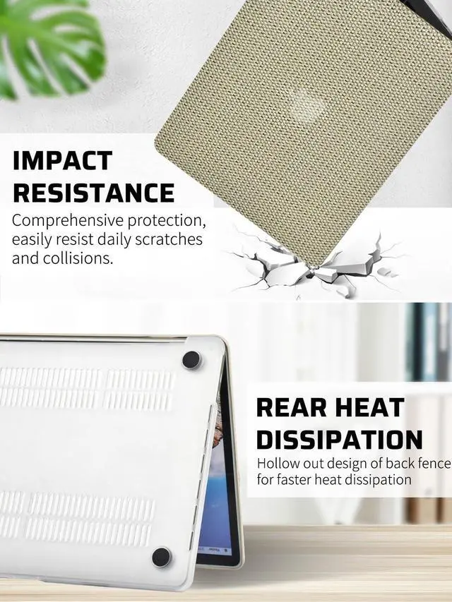 Alt view image 5 of 5 - Seorsok Compatible with MacBook Pro 13 inch Case M2 2023,2022,2021-2016 A2338 M1 A2251 A2289 A2159 A1989 A1708 A1706,Elegant Leather Plastic Hard Case Transparent Keyboard Cover,Flaxen Woven Fabric
