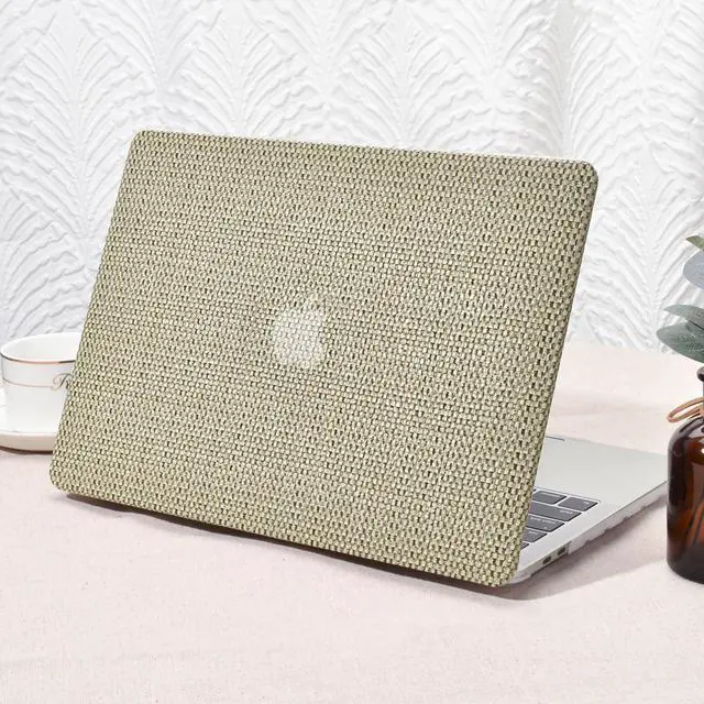 Main image of Seorsok Compatible with MacBook Pro 13 inch Case M2 2023,2022,2021-2016 A2338 M1 A2251 A2289 A2159 A1989 A1708 A1706,Elegant Leather Plastic Hard Case Transparent Keyboard Cover,Flaxen Woven Fabric