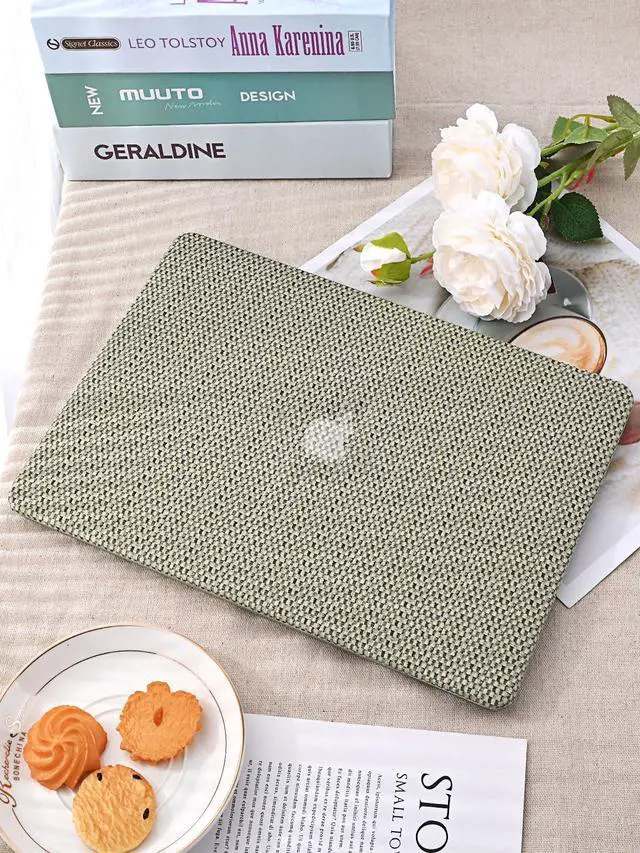 Alt view image 4 of 5 - Seorsok Compatible with MacBook Pro 13 inch Case M2 2023,2022,2021-2016 A2338 M1 A2251 A2289 A2159 A1989 A1708 A1706,Elegant Leather Plastic Hard Case Transparent Keyboard Cover,Flaxen Woven Fabric