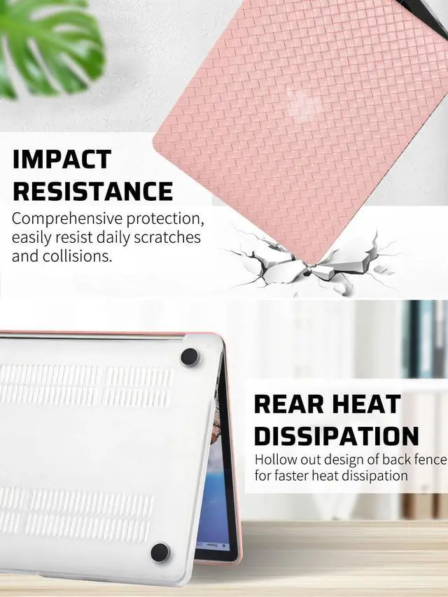 Alt view image 3 of 5 - Seorsok Compatible with MacBook Air 13.6 inch Case 2022 2024 A2681 M2&A3113 M3 Liquid Retina Display Touch ID,Elegant Leather Plastic Hard Case Transparent Keyboard Cover,Beige Tartan PVC Leather