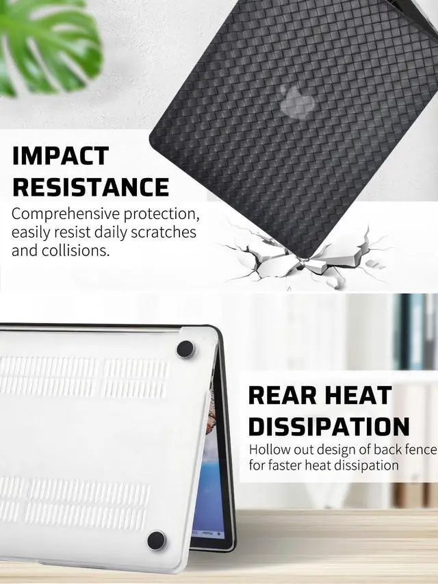 Alt view image 5 of 5 - Seorsok Compatible with MacBook Air 13.6 inch Case 2022-2024 2025 A3240 M4 A2681 M2 A3113 M3 Touch ID,Elegant Leather Plastic Hard Case Transparent Keyboard Cover,Black Tartan PVC Leather