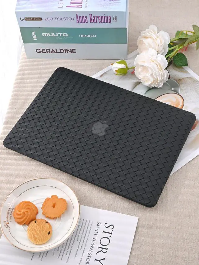Alt view image 4 of 5 - Seorsok Compatible with MacBook Air 13.6 inch Case 2022-2024 2025 A3240 M4 A2681 M2 A3113 M3 Touch ID,Elegant Leather Plastic Hard Case Transparent Keyboard Cover,Black Tartan PVC Leather
