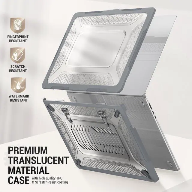 Alt view image 4 of 5 - SEYMAC stock MacBook Air 15 inch Case 2024/2023 Release A3114/A2941 M3/M2 Chip, Shock-Absorbing Protection Case with Folding Stand &Mouse Pad/Bag for MacBook Air 15" A3114/A2941 M3/M2 Chip (Gray)