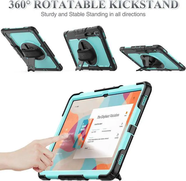 Alt view image 4 of 5 - SEYMAC stock Case for Samsung Galaxy Tab S10 Ultra / S9 Ultra Tablet Case 14.6'' with Screen Protector, Pencil Holder, 360 Rotate Stand, Hand Strap, Shoulder Strap, Skyblue1