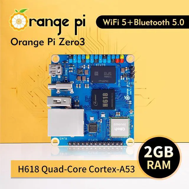 Alt view image 2 of 5 - Orange Pi Zero 3 2GB LPDDR4 Allwinner H618 Quad-Core 64 Bit Single Board Computer with 16MB SPI Flash,Support WiFi and BT5.0, Development Board Computer Run Android 12 TV/Ubuntu(Zero3 2G+Power Supply)
