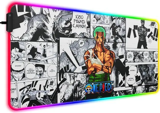 Main image of SIASYDF RGB Zoro Mouse Pad, Extended Large Anime LED Mousepad for Home Office, Light Up Gaming Desk Mat for Computer Keyboard and Laptop, 31.5x15.7x0.12inch