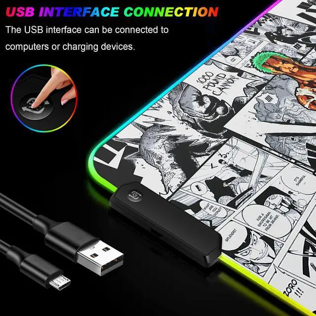 Alt view image 5 of 5 - SIASYDF RGB Zoro Mouse Pad, Extended Large Anime LED Mousepad for Home Office, Light Up Gaming Desk Mat for Computer Keyboard and Laptop, 31.5x15.7x0.12inch